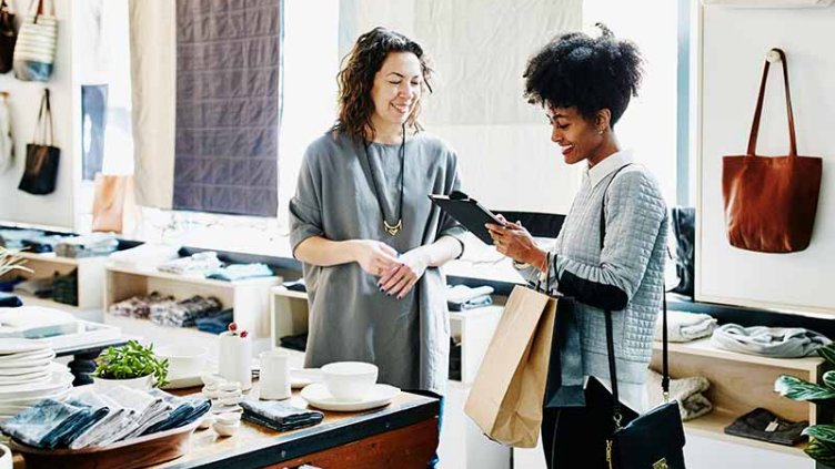 Women in retail shop