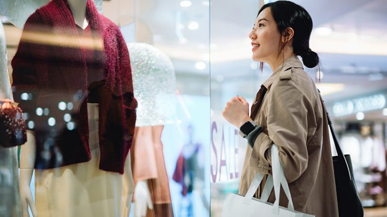 Women in retail showroom