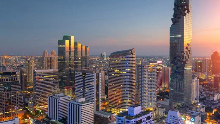 Bangkok city skyline during sunset