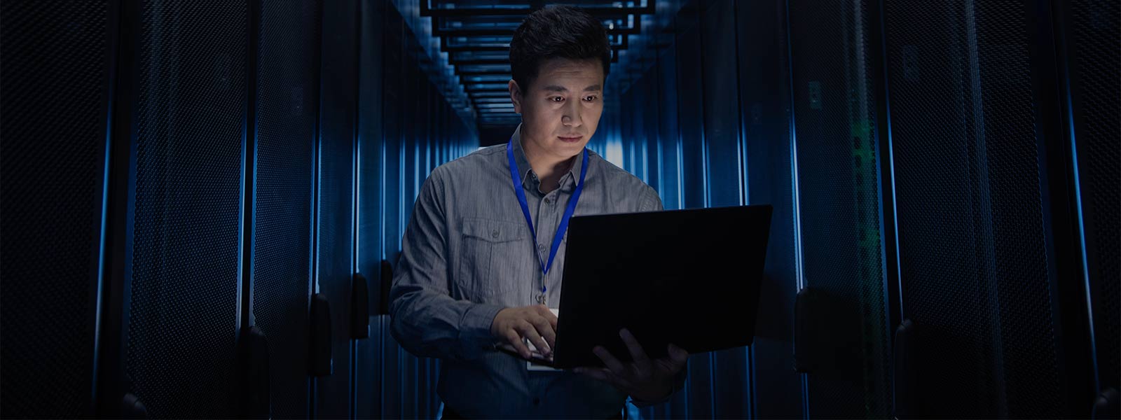 person looking at laptop
