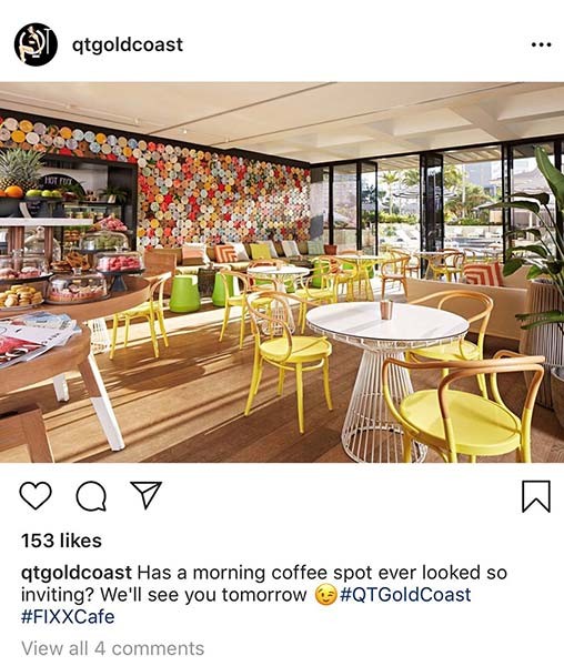 sunlight passing through the cafe with yellow and brown themed furniture 