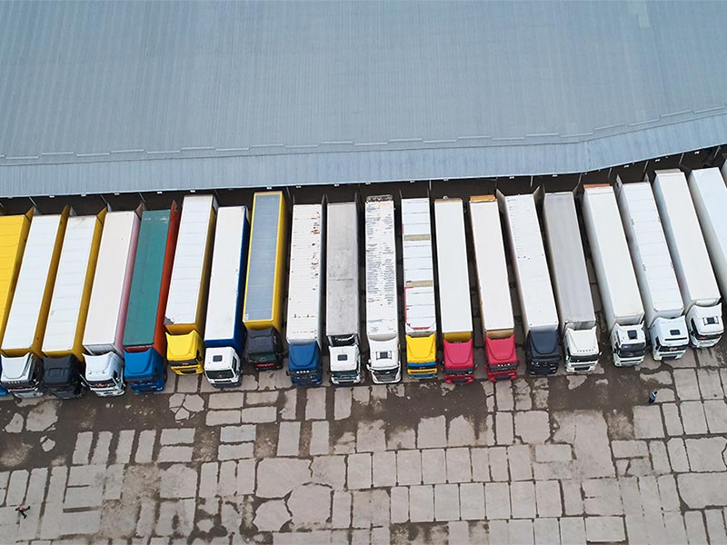Aerial view of goods warehouse.